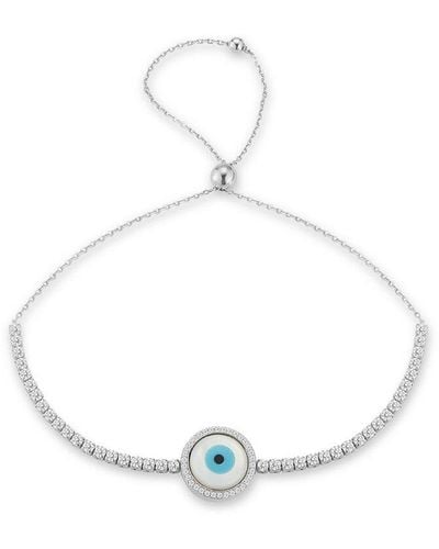 Glaze Jewelry Rhodium Plated Cz Evil Eye Tennis Bracelet - White