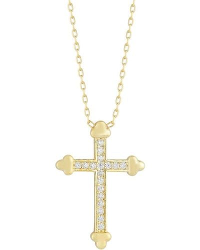 Glaze Jewelry 14k Over Silver Cz Cross Necklace - Metallic