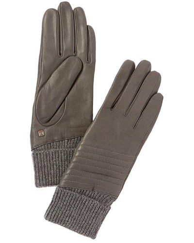 Bruno Magli Bias Quilt Cashmere-lined Leather Gloves - Gray