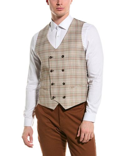 Paisley & Gray Marylebone Slim Double-breasted Vest - Natural