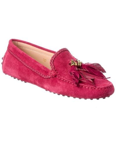 Tod's Gommino Tassel Suede Loafer - Pink