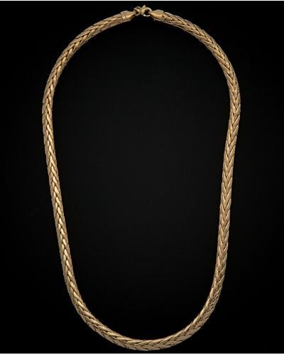 Italian Gold 14k Flat Weave Necklace - Black