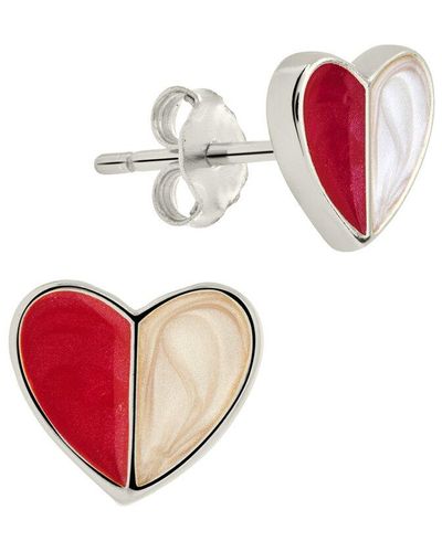 Sterling Forever Silver Queen Of Hearts Studs - White