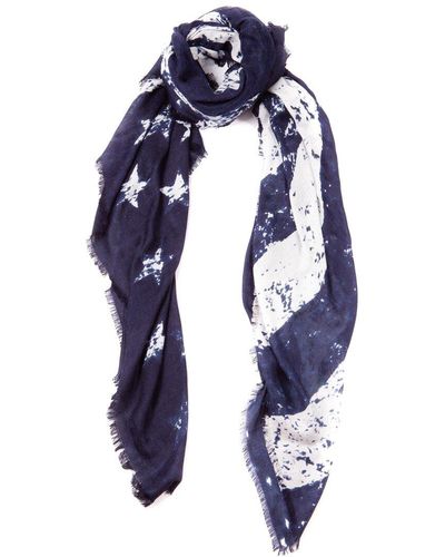 Blue Pacific Tissue Solid Print Cashmere-blend Scarf - Blue