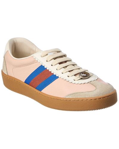 Gucci Web Leather & Suede Sneaker - Pink