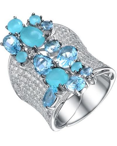Genevive Jewelry Silver Cz Ring - Blue