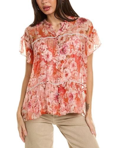 Johnny Was Yours Truly Silk Blouse - Red