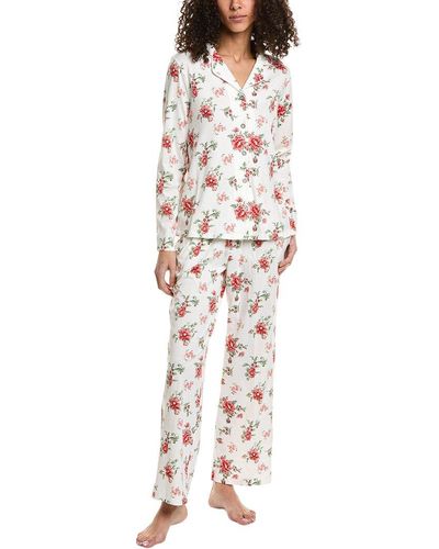 Carole Hochman 2pc Pajama Pant Set - White
