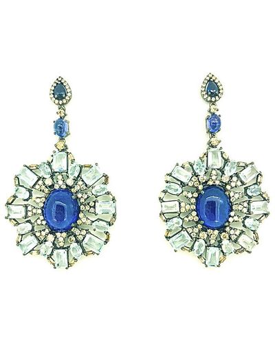Arthur Marder Fine Jewelry Silver 1.75 Ct. Tw. Diamond & Gemstone Earrings - Blue