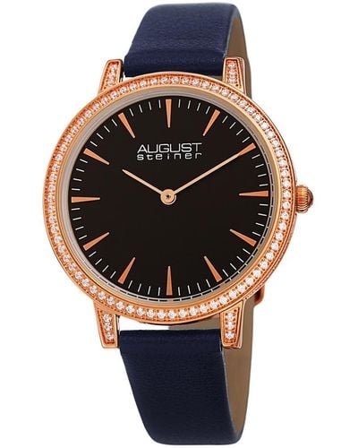 August Steiner Quartz Crystal Black Dial Watch - Multicolour
