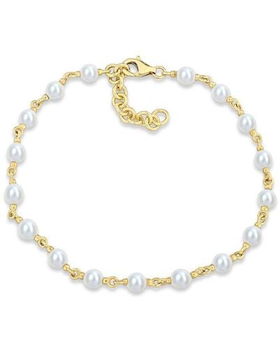 Rina Limor 10k 3.5-4mmmm Pearl Station Bracelet - White