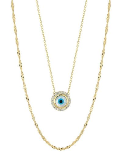 Glaze Jewelry 14k Over Silver Cz Evil Eye Necklace Set - White