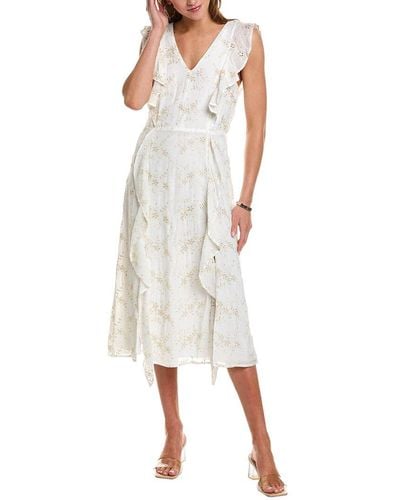 Julia Jordan Embroidered Linen Midi Dress - White