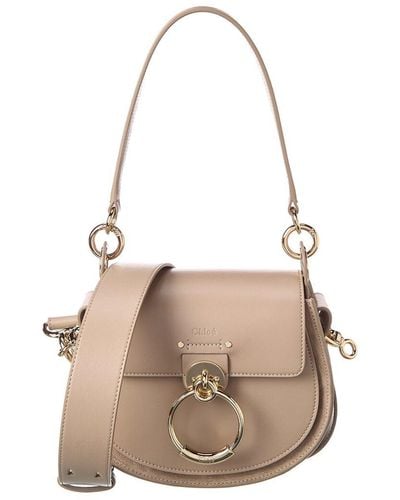 Chloé Chloe Tess Small Leather & Suede Shoulder Bag - Natural