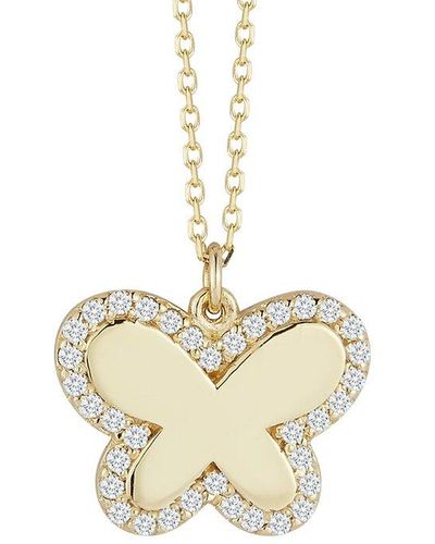 Ember Fine Jewelry 14k 0.19 Ct. Tw. Diamond Butterfly Necklace - White