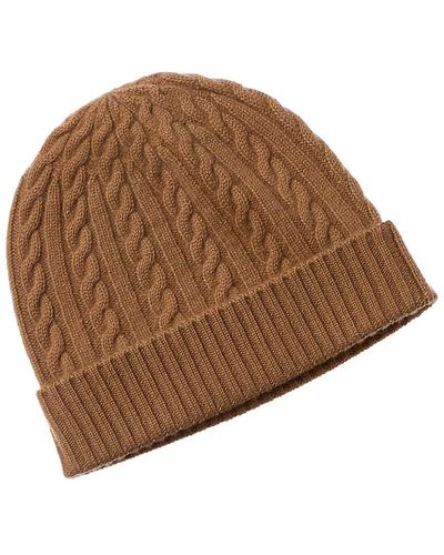 Qi Cashmere Cable Cashmere Hat - Brown