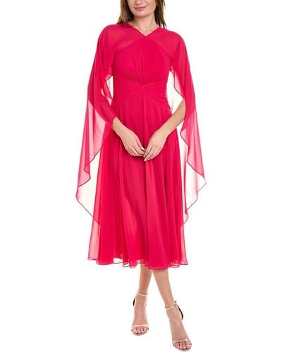 Teri Jon Chiffon Midi Dress - Pink