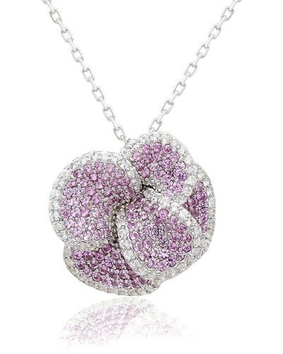 Suzy Levian Silver 0.02 Ct. Tw. Diamond & Gemstone Pendant - Pink