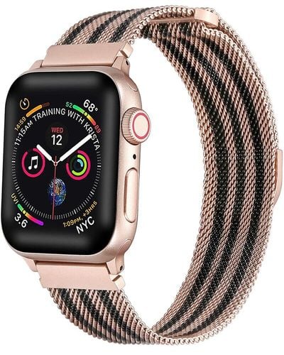 The Posh Tech Striped Stainless Steel Loop Band For Apple Watch - Black