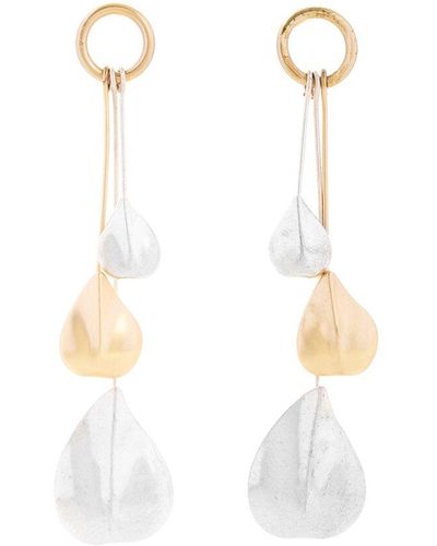 Saachi Triplicity Leaf Dangle Earrings - White