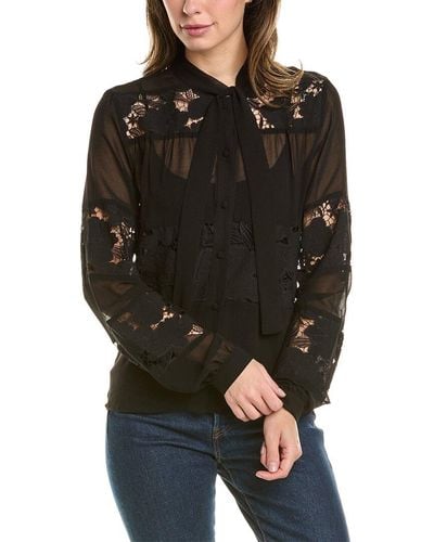 Donna Karan Floral Lace Blouse - Black