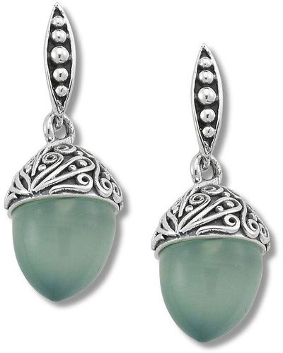 Samuel B. Silver 5.80 Ct. Tw. Aqua Chalcedony Acorn Top Swirl Earrings - Green