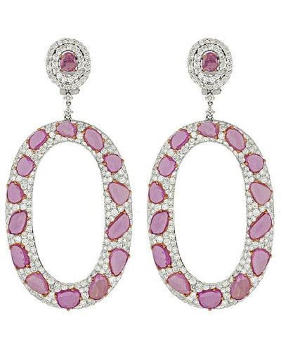 Diana M. Jewels Fine Jewelry 18k 30.19 Ct. Tw. Diamond & Sapphire Earrings - Multicolor