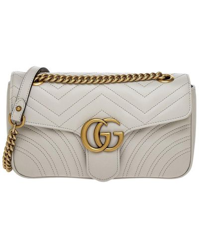 Gucci GG Marmont Small Leather Shoulder Bag - Gray