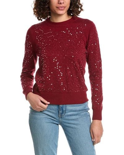 Minnie Rose Paillette Cashmere-blend Sweater - Red