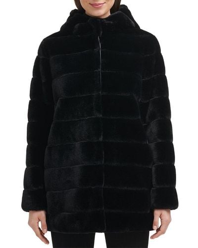 Kenneth Cole Fuzzy Coat - Black