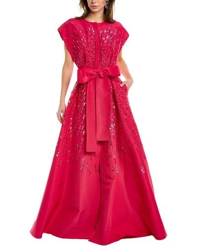 Carolina Herrera Sequin Embellished Gown - Red