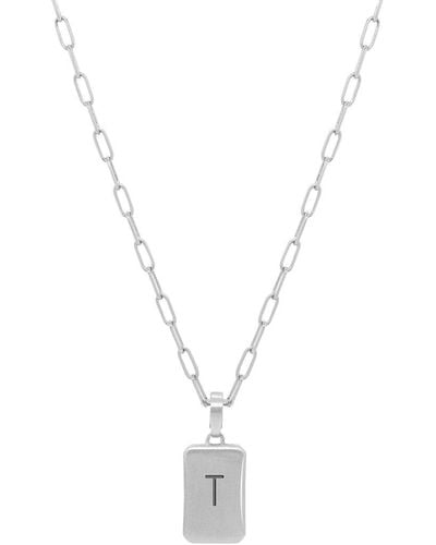 Dean Davidson Baguette Palladium Plated Engraved A Initial Pendant Necklace - Metallic
