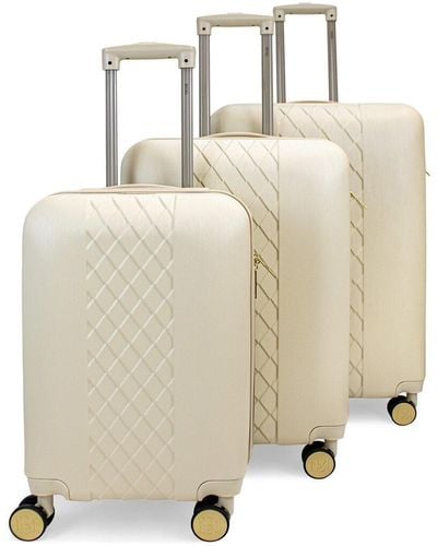Badgley Mischka 3pc Diamond Expandable Luggage Set - Natural