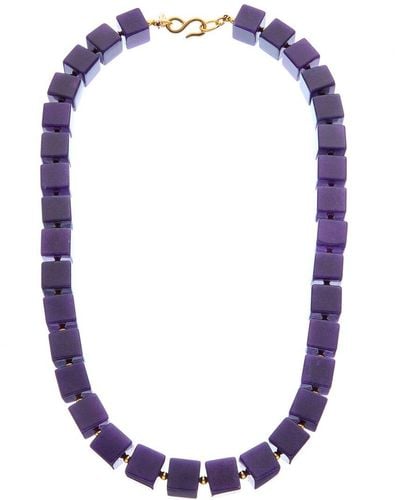 Kenneth Jay Lane Plated Beaded Square Necklace - Blue