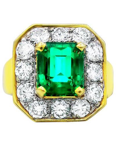 Diana M. Jewels Fine Jewelry 18k 6.10 Ct. Tw. Diamond & Emerald Ring - Green