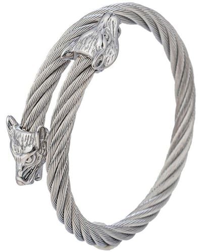 Eye Candy LA Titanium Double Wolf Wire Bracelet - Metallic