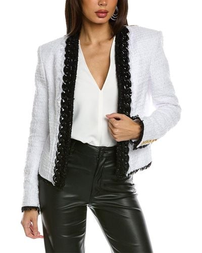 Balmain Side To Side Silicon Chain Tweed Jacket - White