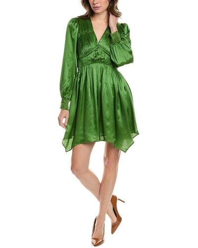 AllSaints Esta Silk-blend Mini Dress - Green