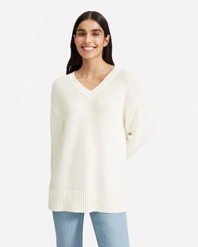 Everlane The Link-stitch V-neck Sweater - White