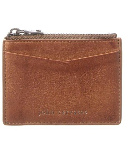 John Varvatos Heritage Zip Leather Card Case - Brown