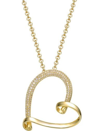 Rachel Glauber 14k Plated Cz Heart Pendant Necklace - Metallic