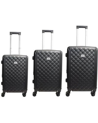 Adrienne Vittadini Quilted Collection 3pc Hardcase Luggage Set - Black