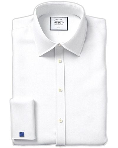 Charles Tyrwhitt Non-iron Mini Herringbone Shirt - White