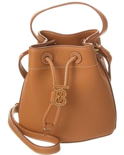 Burberry Tb Mini Leather Bucket Bag - Brown