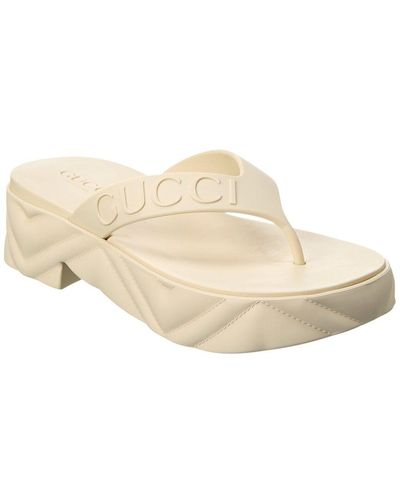Gucci Logo Rubber Platform Sandal - Natural