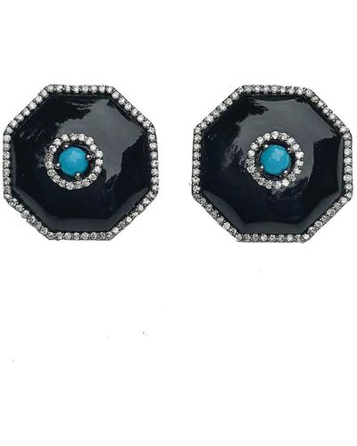 Arthur Marder Fine Jewelry Silver 1.00 Ct. Tw. Diamond & Gemstone Earrings - Blue
