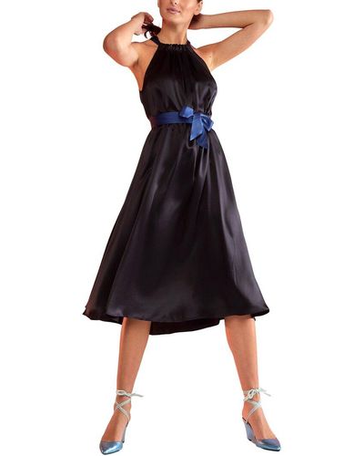 Cynthia Rowley Salerno Silk Halter Midi Dress - Black