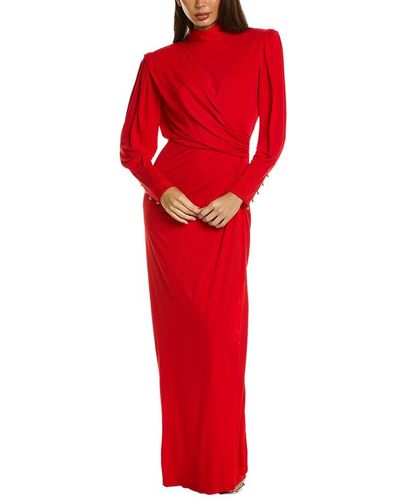Lanvin Draped Silk-blend Maxi Dress - Red