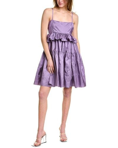 Cynthia Rowley Taffeta Silk Babydoll Dress - Purple