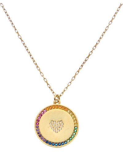 Argento Vivo Vermeil Cz Heart Necklace - White